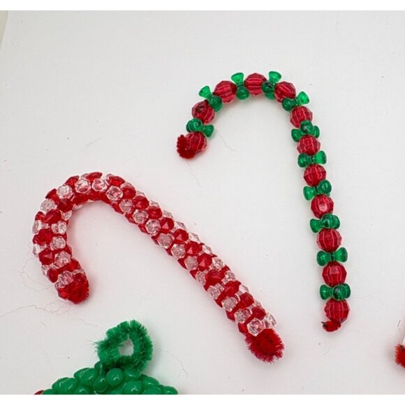 Handmade Beaded Christmas Tree Ornaments Wreath Candy Cane Lot of 7 - Picture 5 of 9